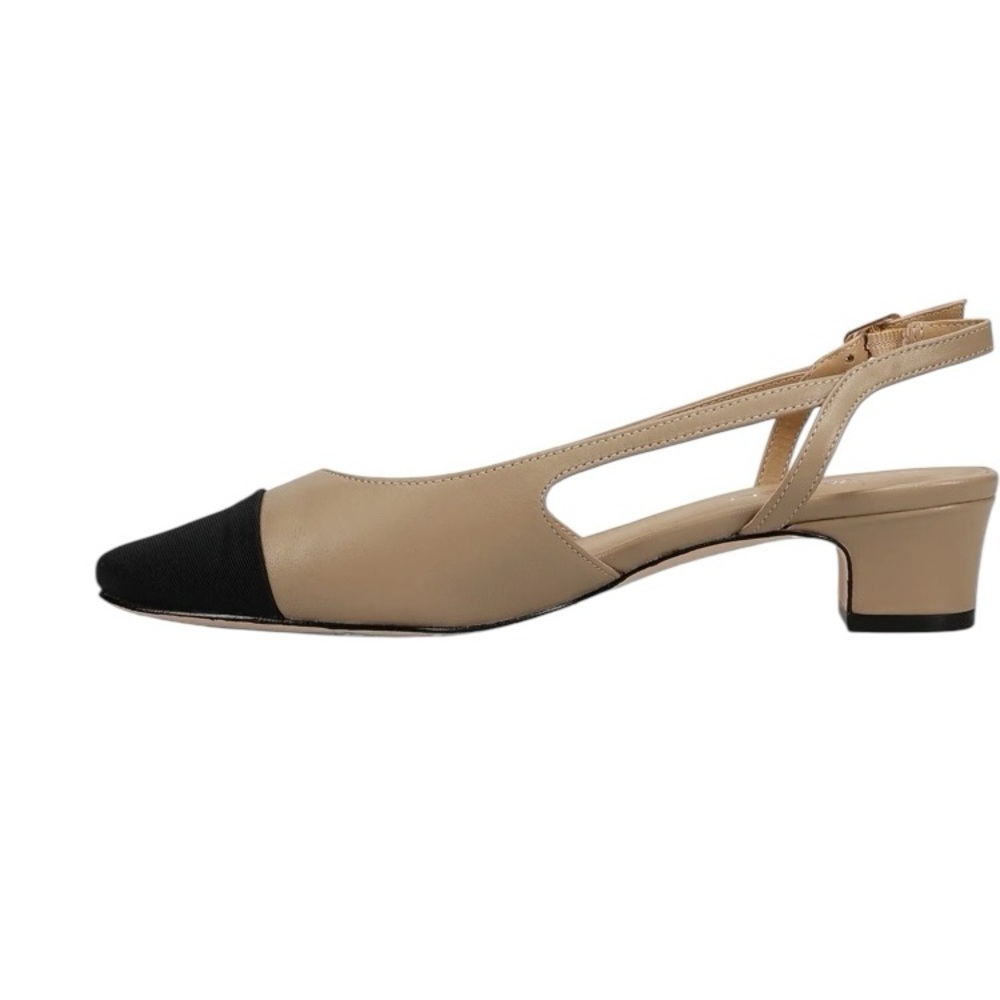 Vaneli Aliz Two-Tone Tan and Black Slingback Heels Size 7 - Picture 8 of 15